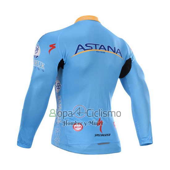 Astana Ropa Ciclismo Culotte Largo 2015 Mangas Largas Azul Claro
